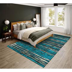 Bravado Peacock Contemporary Stripe 9' x 12' Area Rug Peacock ABV34