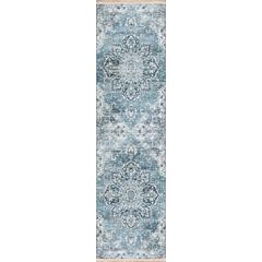 Indoor/Outdoor Marbella MB3 Denim Washable 2'3" x 12' Runner Rug