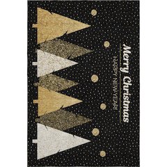 Luxury Washable Indoor/Outdoor Merry & Bright Black 3' x 5' Rug
