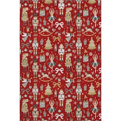 Luxury Washable Indoor/Outdoor Merry & Bright Red 3' x 5' Rug