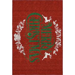 Luxury Washable Indoor/Outdoor Merry & Bright Red 3' x 5' Rug