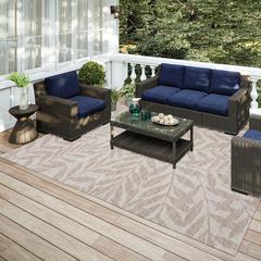 Yuma Taupe Coastal Floral 9' x 12' Area Rug Taupe AYU35