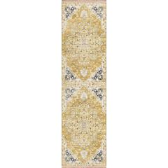Indoor/Outdoor Marbella MB3 Gold Washable 2'3" x 12' Runner Rug