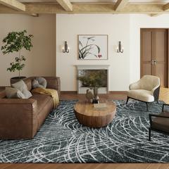 Rylee Charcoal Transitional Abstract 9' x 12' Area Rug Charcoal ARY32