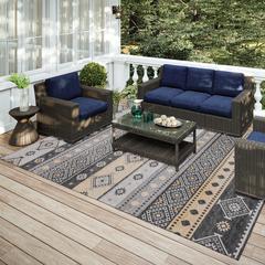 Yuma Gray Transitional Southwest 9' x 12' Area Rug Gray AYU42