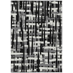 Machine Washable Indoor/Outdoor Chantille Black 5' x 7'6" Rug