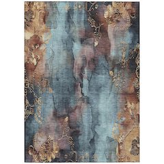 Machine Washable Indoor/Outdoor Chantille Blue 5' x 7'6" Rug