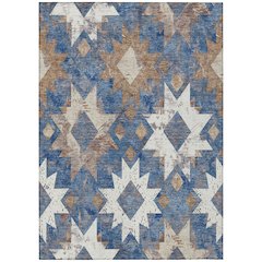 Machine Washable Indoor/Outdoor Chantille Blue 5' x 7'6" Rug
