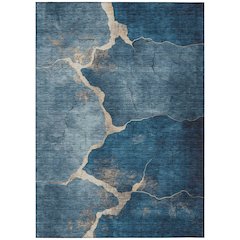 Machine Washable Indoor/Outdoor Chantille Navy 5' x 7'6" Rug