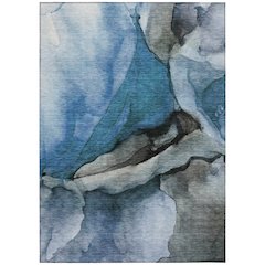 Machine Washable Indoor/Outdoor Chantille Blue 5' x 7'6" Rug