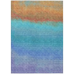 Machine Washable Indoor/Outdoor Chantille Aqua 5' x 7'6" Rug