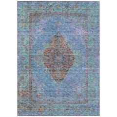 Machine Washable Indoor/Outdoor Chantille ACN2021 Blue 5' x 7'6" Rug