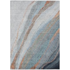 Machine Washable Indoor/Outdoor Chantille ACN2036 Blue 5' x 7'6" Rug