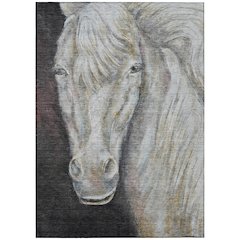 Machine Washable Indoor/Outdoor Chantille ACN2080 Ivory 5' x 7'6" Rug