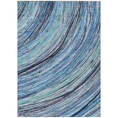 Machine Washable Indoor/Outdoor Chantille ACN2094 Blue 5' x 7'6" Rug