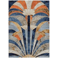 Machine Washable Indoor/Outdoor Chantille ACN2177 Navy 5' x 7'6" Rug