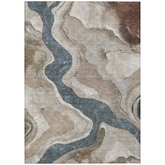 Machine Washable Indoor/Outdoor Chantille ACN2219 Beige 5' x 7'6" Rug