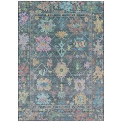 Machine Washable Indoor/Outdoor Chantille ACN2234 Teal 5' x 7'6" Rug