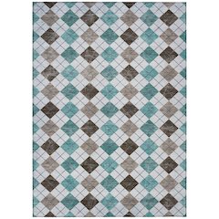 Machine Washable Indoor/Outdoor Chantille ACN2237 Teal 5' x 7'6" Rug