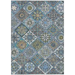 Machine Washable Indoor/Outdoor Chantille ACN2256 Blue 5' x 7'6" Rug