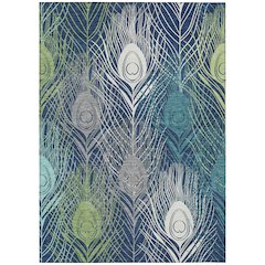 Machine Washable Indoor/Outdoor Chantille ACN2273 Blue 5' x 7'6" Rug