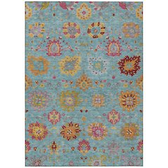 Machine Washable Indoor/Outdoor Chantille ACN2288 Teal 5' x 7'6" Rug