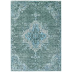 Machine Washable Indoor/Outdoor Chantille ACN2321 Teal 5' x 7'6" Rug