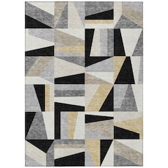 Machine Washable Indoor/Outdoor Chantille ACN2327 Black 5' x 7'6" Rug