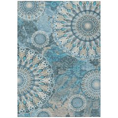 Machine Washable Indoor/Outdoor Chantille ACN2335 Teal 5' x 7'6" Rug