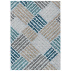 Machine Washable Indoor/Outdoor Chantille ACN2339 Teal 5' x 7'6" Rug