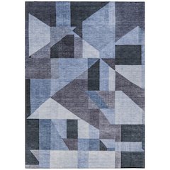Machine Washable Indoor/Outdoor Chantille ACN2365 Blue 5' x 7'6" Rug