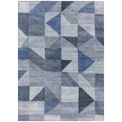 Machine Washable Indoor/Outdoor Chantille ACN2373 Blue 5' x 7'6" Rug