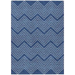 Machine Washable Indoor/Outdoor Chantille ACN2390 Blue 5' x 7'6" Rug