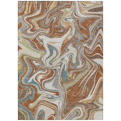 Machine Washable Indoor/Outdoor Chantille ACN2395 Orange 5' x 7'6" Rug