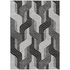Machine Washable Indoor/Outdoor Chantille ACN2422 Black 5' x 7'6" Rug