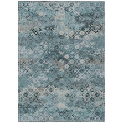 Machine Washable Indoor/Outdoor Chantille ACN2433 Teal 5' x 7'6" Rug