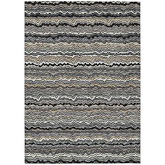 Machine Washable Indoor/Outdoor Chantille ACN2436 Black 5' x 7'6" Rug