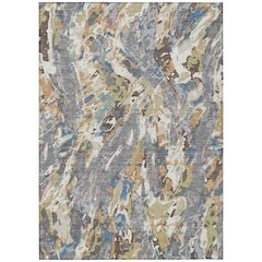 Machine Washable Indoor/Outdoor Chantille ACN2441 Gray 5' x 7'6" Rug