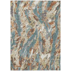 Machine Washable Indoor/Outdoor Chantille ACN2441 Teal 5' x 7'6" Rug