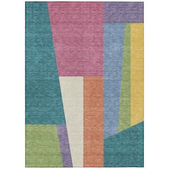 Machine Washable Indoor/Outdoor Chantille ACN2446 Teal 5' x 7'6" Rug