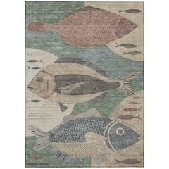 Machine Washable Indoor/Outdoor Chantille ACN2447 Green 5' x 7'6" Rug