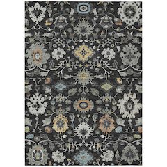 Machine Washable Indoor/Outdoor Chantille ACN2458 Black 5' x 7'6" Rug