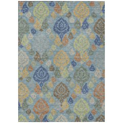 Machine Washable Indoor/Outdoor Chantille ACN2460 Teal 5' x 7'6" Rug
