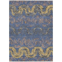 Machine Washable Indoor/Outdoor Chantille ACN2461 Blue 5' x 7'6" Rug