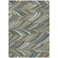 Machine Washable Indoor/Outdoor Chantille ACN2475 Green 5' x 7'6" Rug