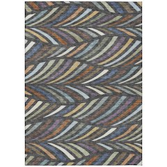 Machine Washable Indoor/Outdoor Chantille ACN2475 Gray 5' x 7'6" Rug