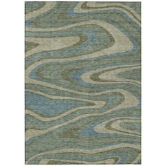 Machine Washable Indoor/Outdoor Chantille ACN2493 Green 5' x 7'6" Rug