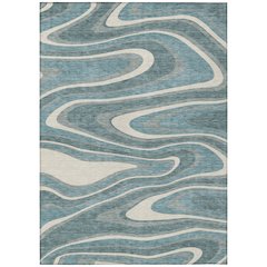 Machine Washable Indoor/Outdoor Chantille ACN2493 Teal 5' x 7'6" Rug