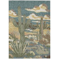 Machine Washable Indoor/Outdoor Chantille ACN2496 Teal 5' x 7'6" Rug