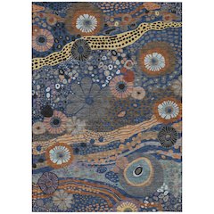 Machine Washable Indoor/Outdoor Chantille ACN2498 Blue 5' x 7'6" Rug
